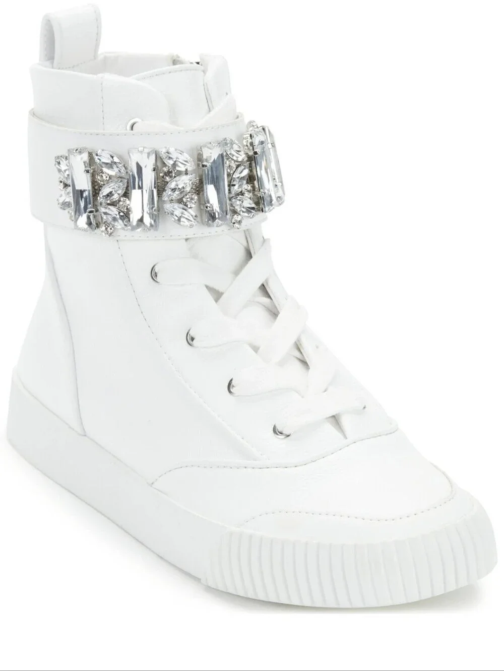 Karl Lagerfeld Paris Womens Jeren Buckled High-Top Sneakers Jeweled Size 7.5 NEW